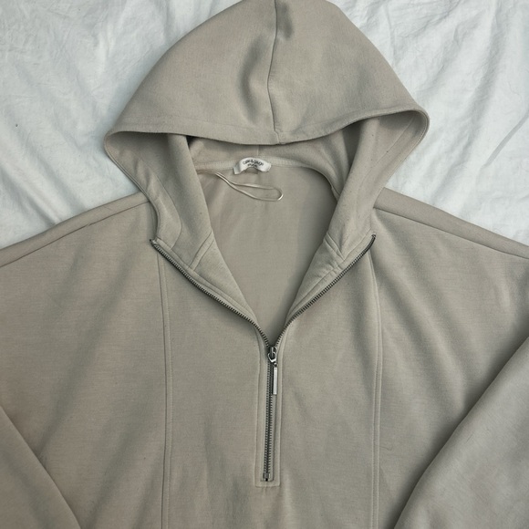 Women’s Light Tan Quarter Zip Hoodie - Picture 1 of 9